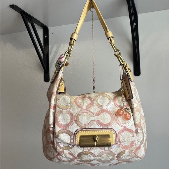 Coach Handbags - Coach Kristen Pink and Cream Sequin Shoulder Bag